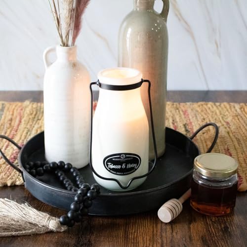 Milkhouse Tobacco & Honey Soy Candle, 14 oz Milkbottle, 90+ Hr Burn | Clean-Burning, Soy Wax, Cotton Wick, Made in the USA - size: 14 oz