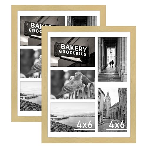 VIOLABBEY 11x14 Collage Picture Frames, Fits Five 4x6 Photos, Gold, 2Pack | Fits One 11x14 Photo without Mat, Wall or Tabletop Display, Wall Decor - color: Gold, size: 11x14-2Pack