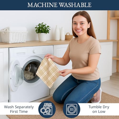 LANE LINEN Cotton Kitchen Towels Set, 4-Pack – Absorbent, Quick-Drying, Premium Dish Towels, Tea Towels, 18" x 28" - Beige - color: 01: Beige, size: 18''x28" - 4 Pack