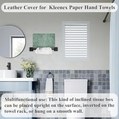 Leather Cover for Disposable Paper Hand Towel Box, Compatible with Kleenex Paper Hand Towel(1-Carved Dark Green) - color: 1-carved Dark Green