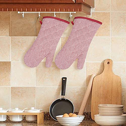 Yarn Dyed Oven Mitts 1 Pair， 100% Cotton Heat Resistant 470 Degree | Oven Gloves for Men Women Cooking Baking Barbecue BBQ Microwave Crafting Machine Washable Pot Holders Mittens (Red 2) - color: Oven Mitts - Red 2