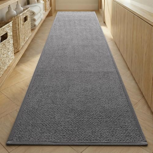 Bathroom Rugs Mat 24x59, Non Slip Quick Dry Bath Mats for Bathroom Absorbent Ultra Thin Bath Rugs Machine Washable Fit Under Door for Sink, Cabinet, Laundry (Grey, 24"x59") - color: Grey, size: 24"x59"