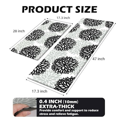 Kitchen Mats Set of 2 Cushioned Anti Fatigue Kitchen Rugs Non Slip Waterproof Kitchen Runner Memory Foam Kitchen Floor Mat Comfort Standing Mat for Sink,Office,Laundry
