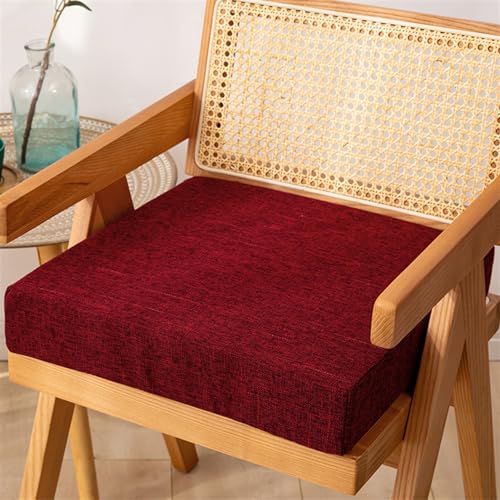Reyox Recliner Cushion for Armchair 2" Thick Red 16" x 16" | Removable Cotton Linen Cover, Non Slip Square Chair Cushion, Thicken Foam Chair Pads for Long Sitting - color: 2" Thick Red, size: 16" x 16"