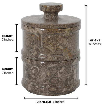 Radicaln Salt & Pepper Bowl – 5” Handmade Marble Oceanic Dual Salt Cellar With Lid – 2” Each Brown Sugar Keeper Spice Herbs Container Kitchen Accessories - color: Oceanic