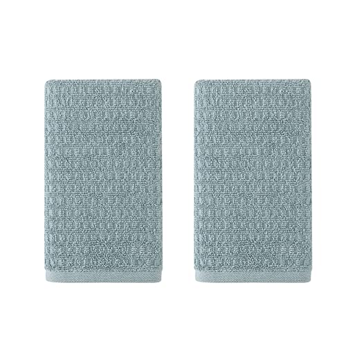 Tommy Bahama - Hand Towels, Plush Cotton Bathroom Towels with Dobby Waffle Texture, Zero Twist Construction, Highly Absorbent & Quick-Dry Design, Set of 2 (Dark Green Blue) - color: Northern Pacific Bay Blue, size: 2 Piece Hand Towels