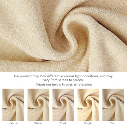 Encasa XO Table Runner 4 Seater, Soft Chenille 13"x59" | Natural, Woven Rib Texture | Machine Washable | Colorfast & Shrink Resistant | Durable Polyester Yarns - color: Natural, size: 13x36 in