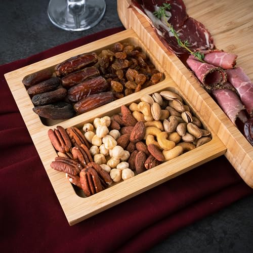 Personalized Charcuterie Board Gifts Set, Custom Engraved Large Bamboo Cheese Platter & Nut Tray, Unique Wedding, Anniversary, Housewarming, Birthday Gift for Couples