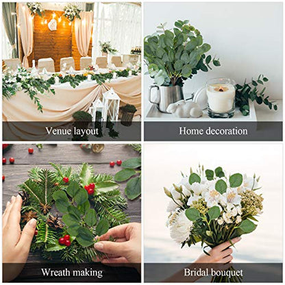 WILLBOND 30 Pieces Eucalyptus Stems Artificial Leaf Stem Faux Long Eucalyptus Artificial Greenery Leaves for Wedding, Office, Holiday, Home, Garden, Greens Decor