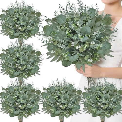 Serwalin 100PCS Mixed Eucalyptus Stems, Greenery Stems for Centerpieces | 4Kinds Faux Eucalyptus Stems Bulk, Artificial Greenery Leaves for Vase, Bouquets, DIY Floral Arrangements & Wedding Decor - color: Attractive Forest Green-100pcs