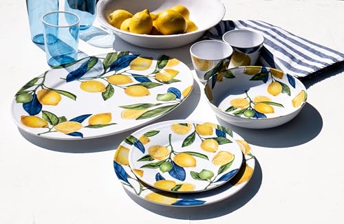 Lemon Orchard 16.9" x 13" Oval Melamine Serving Platter, Durable Indoor/Outdoor, Shatter-Resistant, Dishwasher Safe Serveware for Appetizers, Cheese, Snacks & Desserts, Yellow - size: Oval Platter