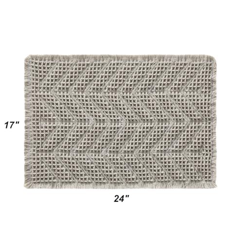 BULULOM Upgraded Bath Mat, Non Slip, Machine Washable - Super Absorbent Waffle Weave, Rubber Backed, Ultra Soft - Gray, 17" x 24" - color: Aa-grey, size: 17"*24"