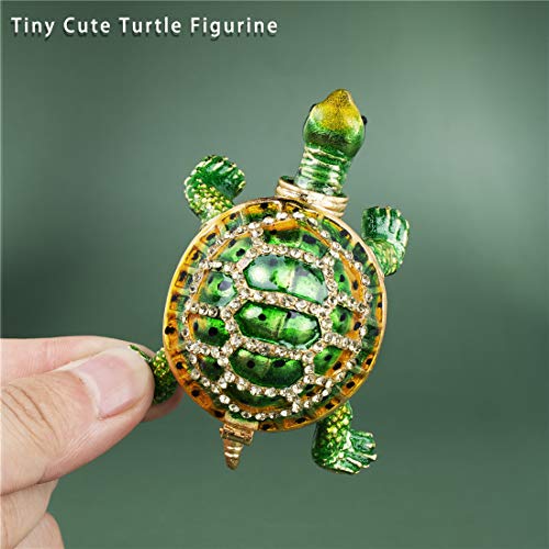 YU FENG 3 Inch Turtle Trinket Box, Crystal Hinged Jewelry Box Collectible | Hand-Painted Enamel Finish, Sparkling Crystal Accents, Ring & Earring Holder, Sea Turtle Figurine, Gift for Turtle Lovers - color: bright green