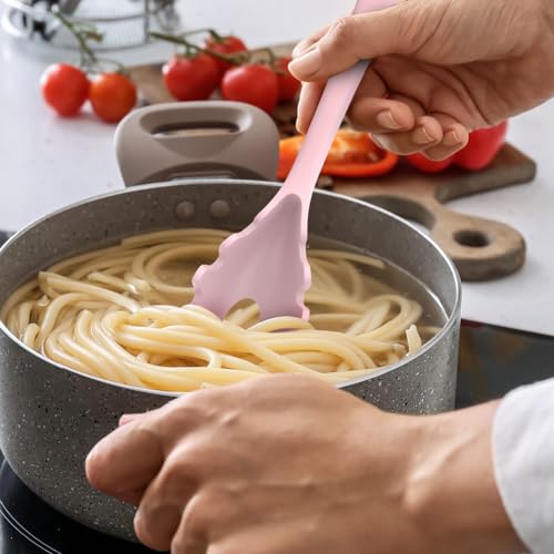 AOTHOD Silicone Cooking Utensils Set - 446°F Heat Resistant Kitchen Utensils, Spatula,Turner Tongs,Spoon,Whisk,Kitchen Utensil Gadgets Tools Set for Nonstick Cookware,Dishwasher Safe BPA Free(Pink) - color: Pink