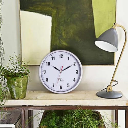 SAC SMARTEN ARTS Silent Wall Clocks Battery Operated Wall Clock for Kids White Non-Ticking Easy to Read Wall Clock for Bathroom Kitchen Living Room Bedroom in 8 Inches - color: 02 Silver