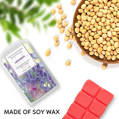 Wax Melts, Scented Melts Cubes for Wax Warmers, 4 x 2.5 oz | Summer Flower Scent Wax Melts - Rose, Lavender, Jasmine, Cherry, Home Fragrance Decor