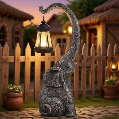 IVCOOLE Elephant Statue, Elephant Garden Statue with Solar Light, Elephant Decor, Outdoor Elephants Statue, Elephants Gifts for Mom