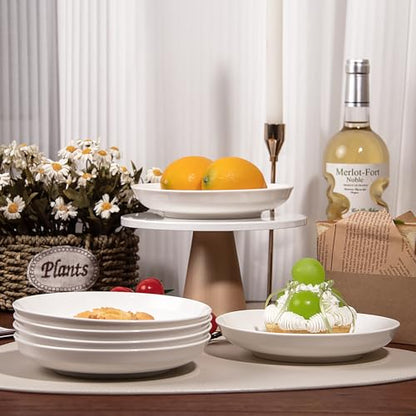 Anveena 7-inch Ceramic Plate Set, White Salad Bowl 6-piece Set | Microwave, oven, and dishwasher safe; scratch-resistant and stain-proof - color: pure white, size: 7inch