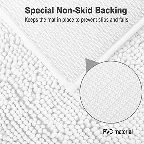Standard 24"x21" U-Shaped Non-Slip Shaggy Chenille Toilet Contour Bathroom Rug with Water Absorbent, White - color: White, size: 24" x 21" (U-Shaped)