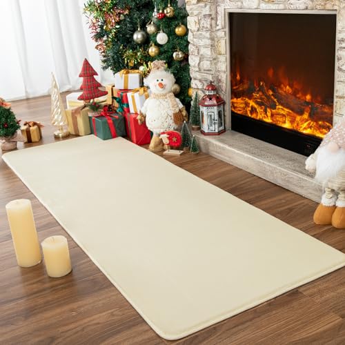 Przemy 2x6 Soft Runner Rug for Bedroom Living Room | Cream Washable Memory Foam Rugs, Modern Indoor Runner Carpet for Hallway Entryway Bedside Kids Girls Room Dorm Decor Mat - color: Cream, size: 2' x 6' (Runner)