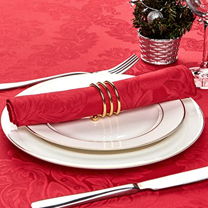Red Jacquard 17x17 Square Polyester Cloth Napkins Set of 8 | Waterproof, Stain Resistant, Shrink Proof, Washable, fabric, Outdoor, Dining, Wedding, Kitchen, Party, Banquet, Reusable - color: Red