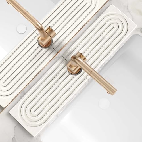 Large Faucet Mat for Kitchen Sink - Stone Drying Mat for Kitchen Counter, Diatomite Fast Drying Stone Sink Tray, Super Absorbent, Stylish Decor and Protector for Bathroom (Light Grey, 23.6" x 5.5") - color: Light Grey, size: 23.6" x 5.5"