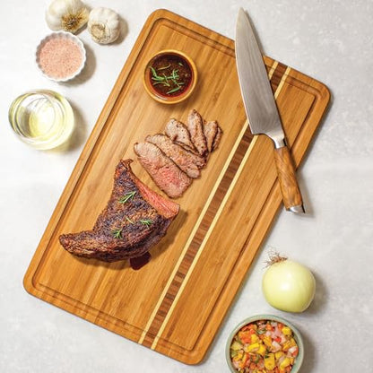 Totally Bamboo Dominica Large Cutting Board with Juice Groove, 20-5/8" x 12-1/2" - size: 20.6"L x 12.5"W