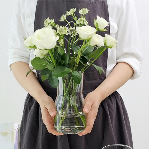 Elsjoy 4 Pack 7 Inch Clear Glass Vases for Centerpieces, Modern Tapered Flower Vase Set for Home Decor, Wedding, Housewarming Gift