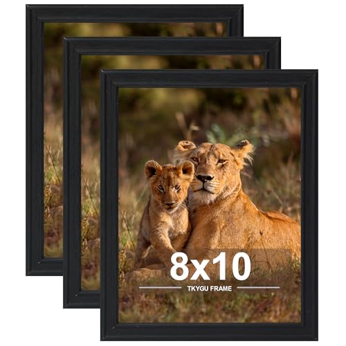 8x10 Picture Frame set of 3, Modern Style Woode Frame black 8 by 10 Wall Gallery Poster Photo Frame,Table Top or Wall Mount best gift - color: Black-3PCS, size: 8x10in