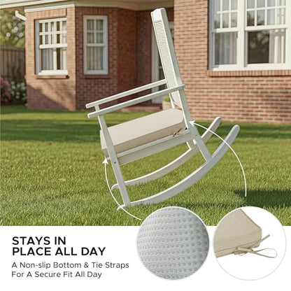 Outdoor Chair Cushions D Shaped, Set of 6, 17 x 16 Inch, Beige | Water Resistant, Fade Resistant, Patio Furniture Seat Chair Pads Replacement with Ties, Non-Slip Bottom, Removable Cover - color: Beige, size: 17" x 16" 6 Pack