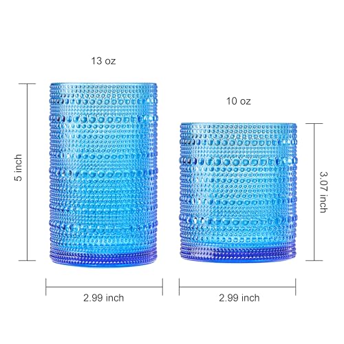 Khen Plastic Hobnail Drinking Glasses Set of 12 Bright Tones Cups 6x 10oz Lowball & 6x 1oz Highball Acrylic Beaded Design, BPA-Free, Dishwasher Safe Indoor/Outdoor Drinkware Water, Juice, Cocktails - color: Sunshine Colors, style: Set of 12