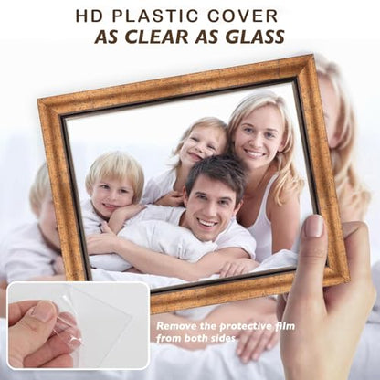 XUANLUO 4x6 Picture Frames Set of 4 Rustic Retro Photo Frame with HD Plastic Cover for Wall Mount and Tabletop Display Family Friends Wedding Gift - color: Gold-4pcs, size: 4×6 inch