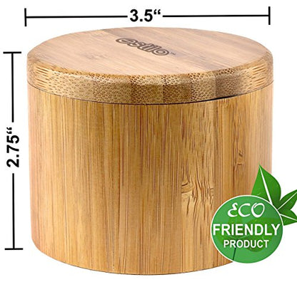 Estilo 2 pc Premium Bamboo Salt and Pepper Bowls, Wooden Spice Containers with Magnetic Swivel Lids, Perfect for Salt, Spice, Sugar, Pepper - style: 2-Pack