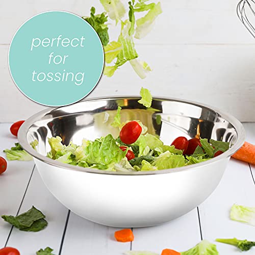 Stainless Steel Mixing Bowls Set, 5-Piece Meal Prep & Food Storage | .75, 1.5, 3, 4 & 5 Quart Metal Mixing Bowls Set for Prep, Serving, Baking & Food Storage, Ecofriendly, Dishwasher Safe, White - color: White
