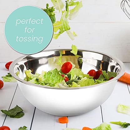 Stainless Steel Mixing Bowls Set, 5-Piece Meal Prep & Food Storage | .75, 1.5, 3, 4 & 5 Quart Metal Mixing Bowls Set for Prep, Serving, Baking & Food Storage, Ecofriendly, Dishwasher Safe, White - color: White