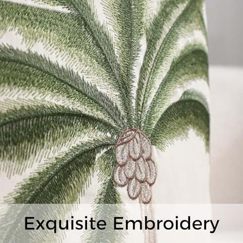 Embroidered Throw Pillow Covers 18x18 inch Pack of 2 Green Palm Tree | Ocean-Themed,Durable Fabric,Square Pillow Cover,Boho Decorative,Hidden Zipper,Aesthetic Design,Ideal Gift,Machine Washable - color: A Green Coconut Tree