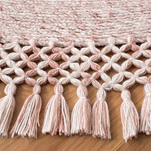 SAFAVIEH Sahara Collection 4' Round Pink SAH490U Handmade Boho Tassel Area Rug - color: Pink, size: 4' (Round)