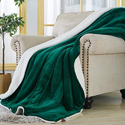 Sherpa Fleece Throw Blanket, Green, 50x60 inches | Double-Sided Super Soft Luxurious Plush Blanket Throw Size - color: Green, size: 50"×60"