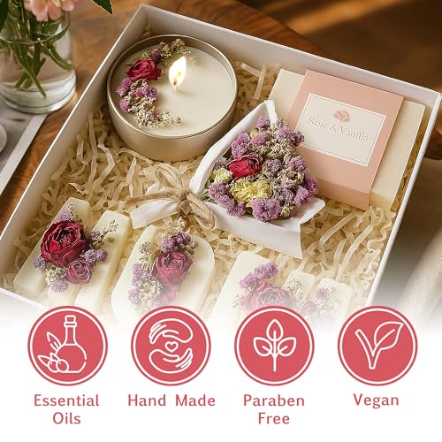 Mother's Day & Birthday Basket for Mom – Luxury Gift Box | With Candle, Ready to Gift, Floral Keepsake, From Daughter or Son