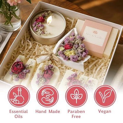 Mother's Day & Birthday Basket for Mom – Luxury Gift Box | With Candle, Ready to Gift, Floral Keepsake, From Daughter or Son