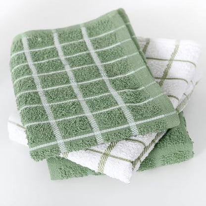 Ritz Premium 100% Cotton Terry Check Kitchen Dish Towels - Highly Absorbent, Super Soft, Long-Lasting, 25"x15", 3-Pack, Juniper - color: Juniper, size: 3-Pack - Kitchen Towel