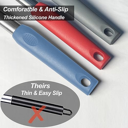 Silicone Spatula and Cooking Spoon,5 Pack Solid & Slotted Spoons and Spatulas High Heat resitant for Kitchen, Stainless Steel Handle Coated with Silicone, Non Stick Utensil, Starry blue - color: Starry blue