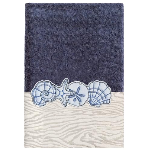 Seaside 4-Piece Luxury Towel Set, Sparkling Seashell Applique, Plush Turkish Cotton, Durable & Quick Dry, Nautical Bath Ensemble, 2 Bath 2 Hand Towels, Marine - color: Marine, size: 2 Pcs Bath 2 Pcs Hand Towel
