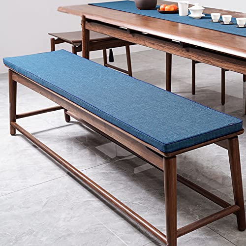 Customize Bench Cushion, Furniture Cushion, High Density Memory Foam, Linen Washable, Non-Slip Bench Pad for Shoe Bench Rack, Window, Piano, Dining (Custom Size, Blue) - color: Blue
