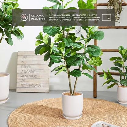 10in Plant Pot，Ceramic Plant pots，Ceramic Planter for Indoor Plants Outdoor,Mid-Century Modern Home Decor, Modern Flower Pot, Large Plant Pot with Drainage Hole and Saucer - size: 10IN