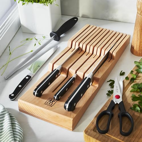 Zwilling 12-Slot In Drawer Knife Block, Beechwood - color: Natural, size: 12 slot
