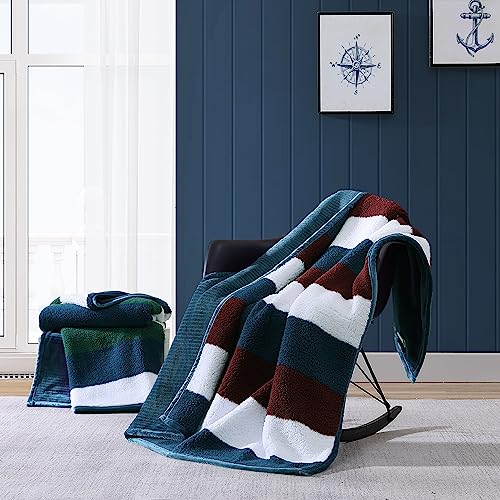 Nautica - Throw Blanket, Ultra Soft Plush Bedding Set, Reversible Sherpa Bedding (Wilton Navy, 50" x 60") - color: Wilton Navy