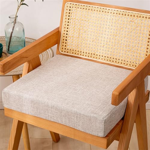Reyox Recliner Cushion for Armchair 3" Thick Beige Grey 16" x 16" | Removable Cotton Linen Cover, Non Slip Square Chair Cushion, Thicken Foam Chair Pads for Long Sitting - color: 3" Thick Beige Grey, size: 16" x 16"