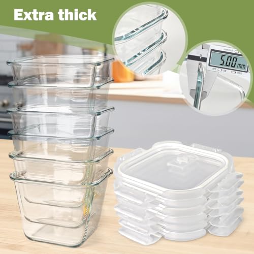 Borosilicate Glass Soup Containers with Lids, 4 Cup/32 oz, 6 Pack | Microwave Dishwasher Oven Freezer Safe | Airtight Leak Proof | Food Grade | Square Soup Meal Prep | Lunch | Food Storage Set - color: Transparent6