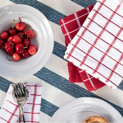Ritz Premium 100% Cotton Terry Check Kitchen Dish Towels - Highly Absorbent, Super Soft, Long-Lasting, 25"x15", 3-Pack, Paprika Red - color: Paprika Red, size: 3-Pack - Kitchen Towel